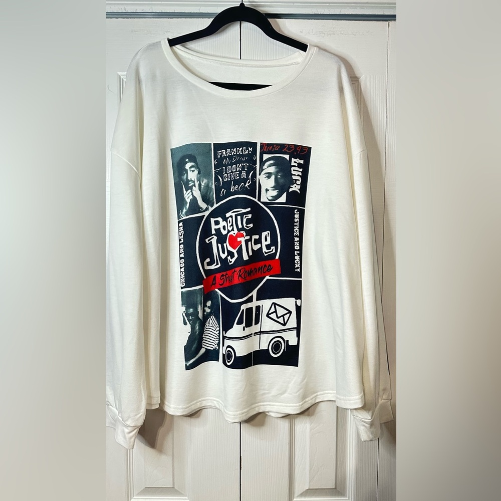 Poetic Justice/ Tupac White Graphic Sweatshirt